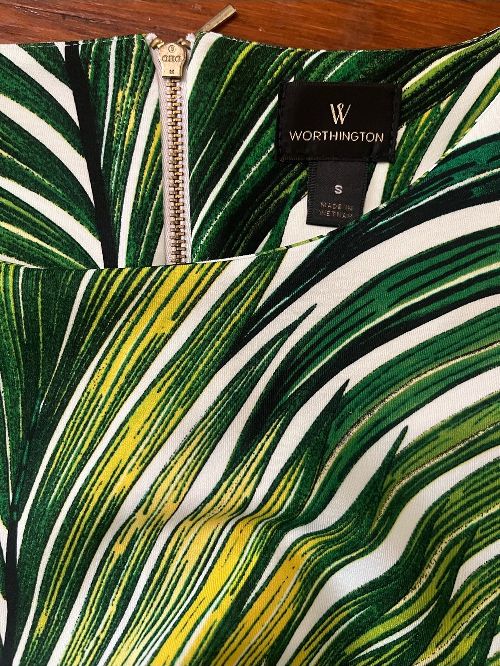 Worthington Green and Yellow Palm Print Sheath Dress Size 8 - Picture 3 of 4